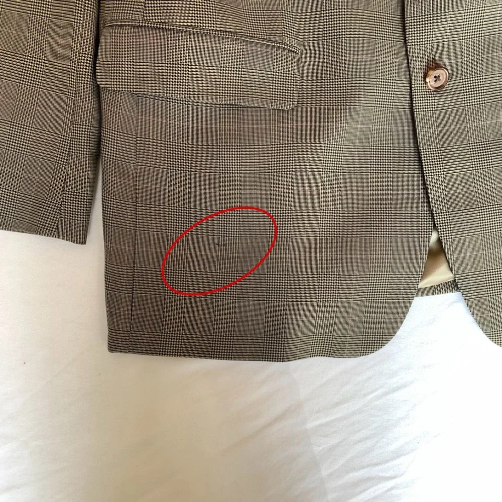 Ralph Lauren Mens‎ Glen Plaid Wool Suit 44R Brown Pink Check 2 Button Dillards